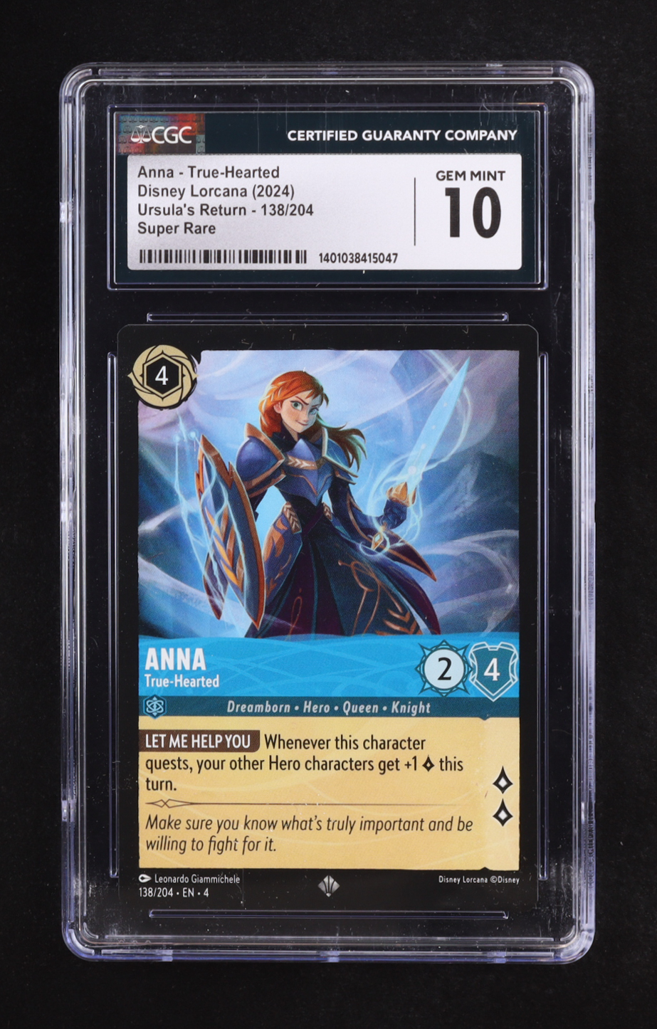 Anna 2024 Disney Lorcana True-Hearted / Ursula's Return #138 (CGC 10) at PristineAuction.com Anna 2024 Disney Lorcana True-Hearted / Ursula's Return #138 (CGC 10) at PristineAuction.com