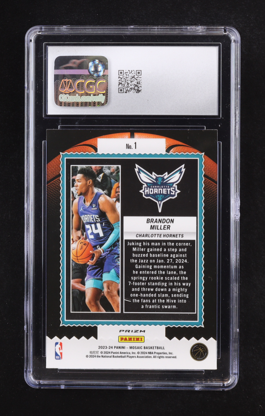 Brandon Miller 2023-24 Mosaic Jam Masters Green #1 (CGC 10) at PristineAuction.com Brandon Miller 2023-24 Mosaic Jam Masters Green #1 (CGC 10) at PristineAuction.com