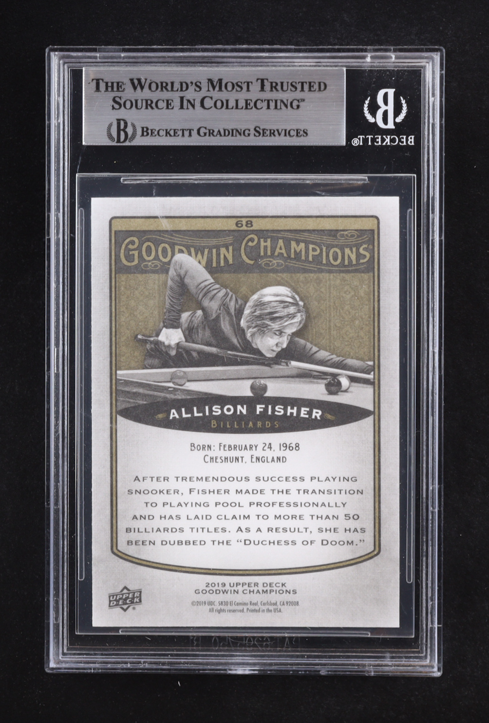 Allison Fisher Signed 2019 UD Goodwin Champions #68 (BGS) at PristineAuction.com Allison Fisher Signed 2019 UD Goodwin Champions #68 (BGS) at PristineAuction.com