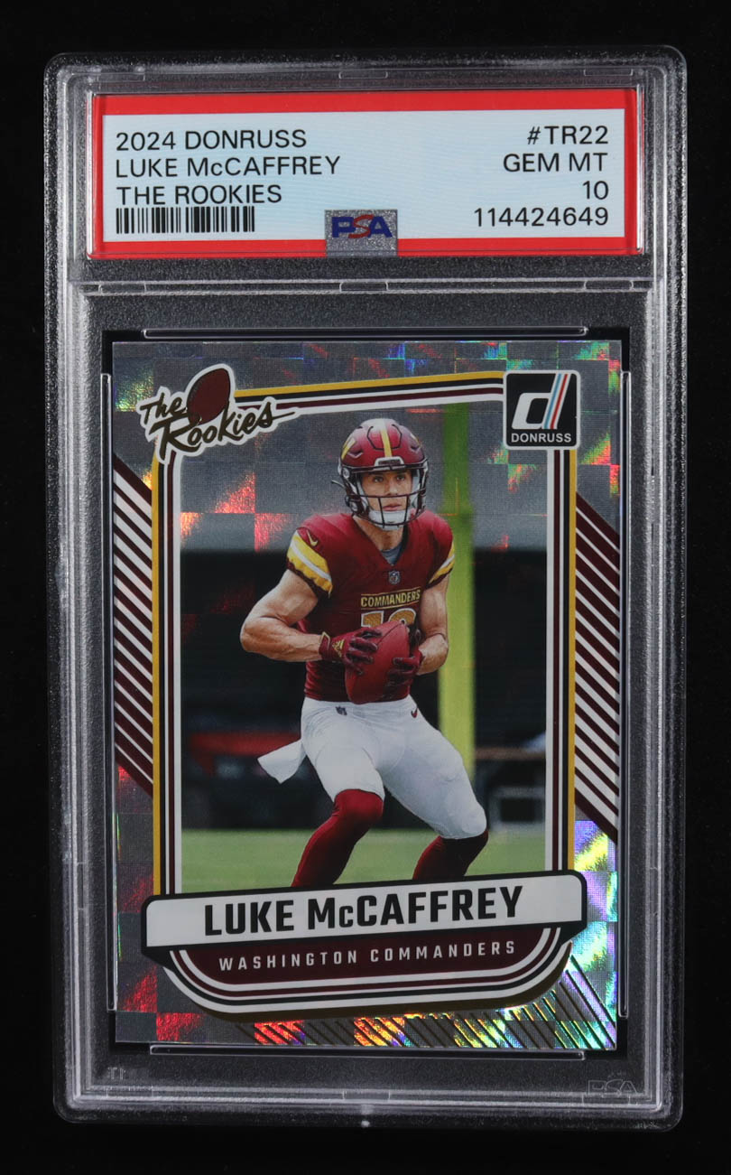 Luke McCaffrey 2024 Donruss The Rookies #TR22 RC (PSA 10) at PristineAuction.com Luke McCaffrey 2024 Donruss The Rookies #TR22 RC (PSA 10) at PristineAuction.com