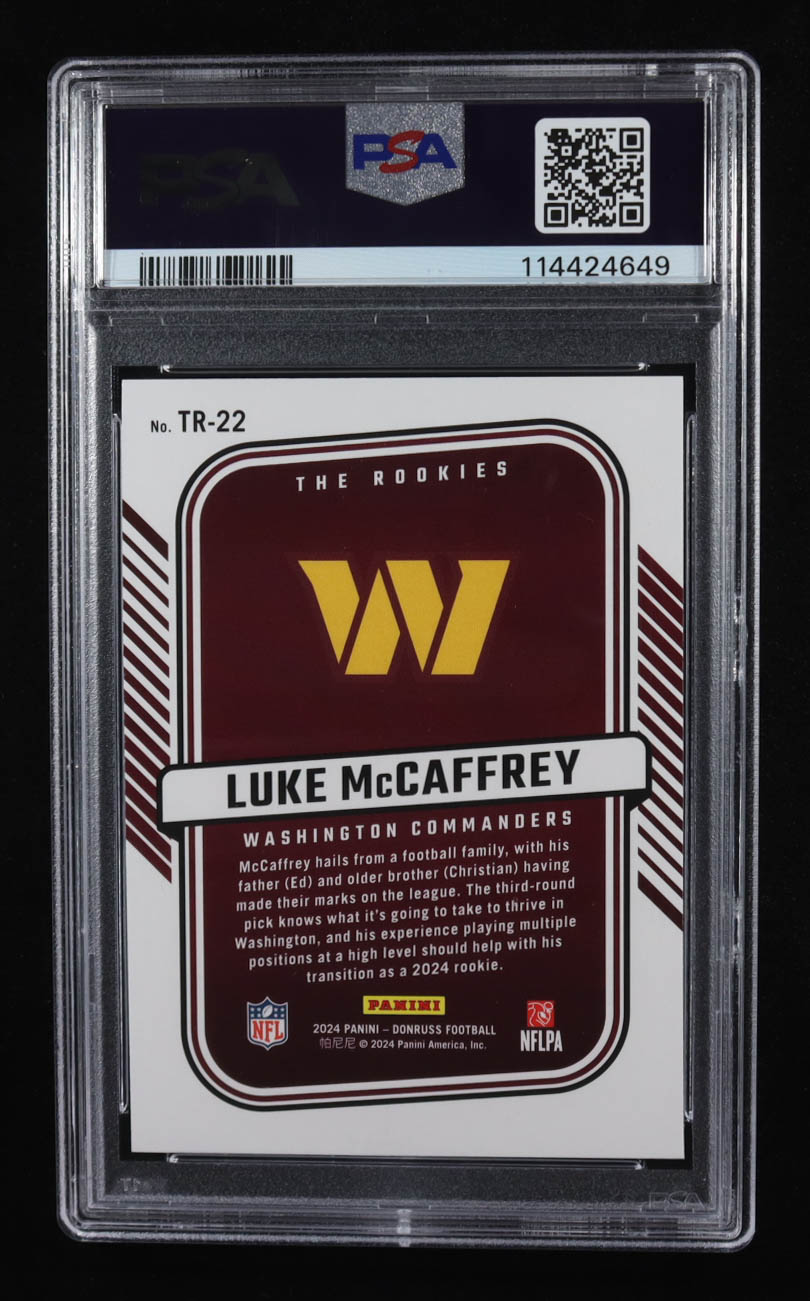 Luke McCaffrey 2024 Donruss The Rookies #TR22 RC (PSA 10) at PristineAuction.com Luke McCaffrey 2024 Donruss The Rookies #TR22 RC (PSA 10) at PristineAuction.com