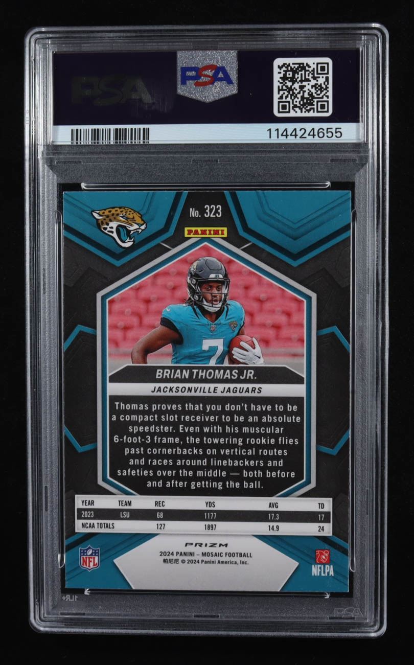 Brian Thomas Jr. 2024 Mosaic Mosaic Green #323 RC (PSA 9) at PristineAuction.com Brian Thomas Jr. 2024 Mosaic Mosaic Green #323 RC (PSA 9) at PristineAuction.com