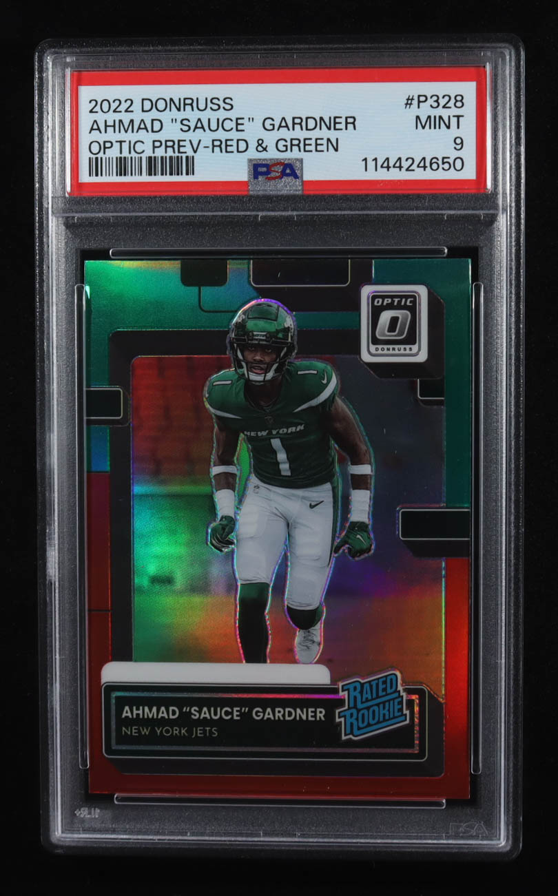 Ahmad Gardner 2022 Donruss Optic Rated Rookies Preview Red and Green #328 RR RC (PSA 9) at PristineAuction.com Ahmad Gardner 2022 Donruss Optic Rated Rookies Preview Red and Green #328 RR RC (PSA 9) at PristineAuction.com