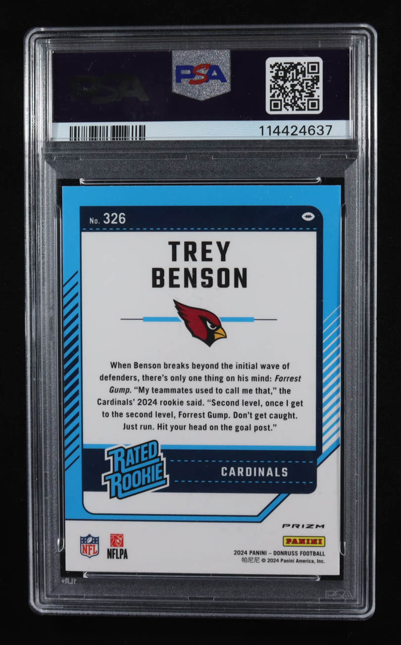 Trey Benson 2024 Donruss Optic Preview RR Red Wave #326 RC (PSA 9) at PristineAuction.com Trey Benson 2024 Donruss Optic Preview RR Red Wave #326 RC (PSA 9) at PristineAuction.com
