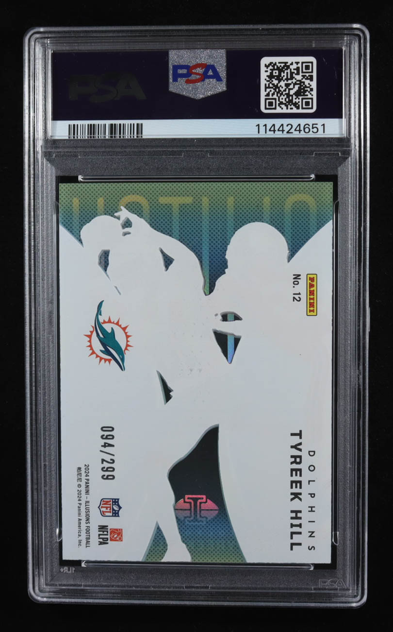 Tyreek Hills 2024 Illusions Clutch Light Blue #12 #94/299 (PSA 10) at PristineAuction.com Tyreek Hills 2024 Illusions Clutch Light Blue #12 #94/299 (PSA 10) at PristineAuction.com