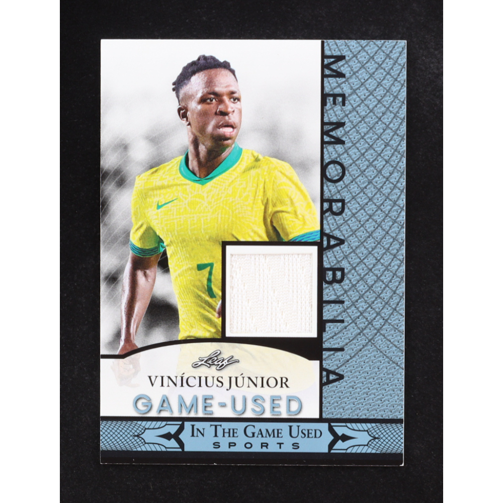 Vinicius Jr. 2024 Leaf ITG Used Sports Game Used Memorabilia Blue #GUM144 at PristineAuction.com Vinicius Jr. 2024 Leaf ITG Used Sports Game Used Memorabilia Blue #GUM144 at PristineAuction.com