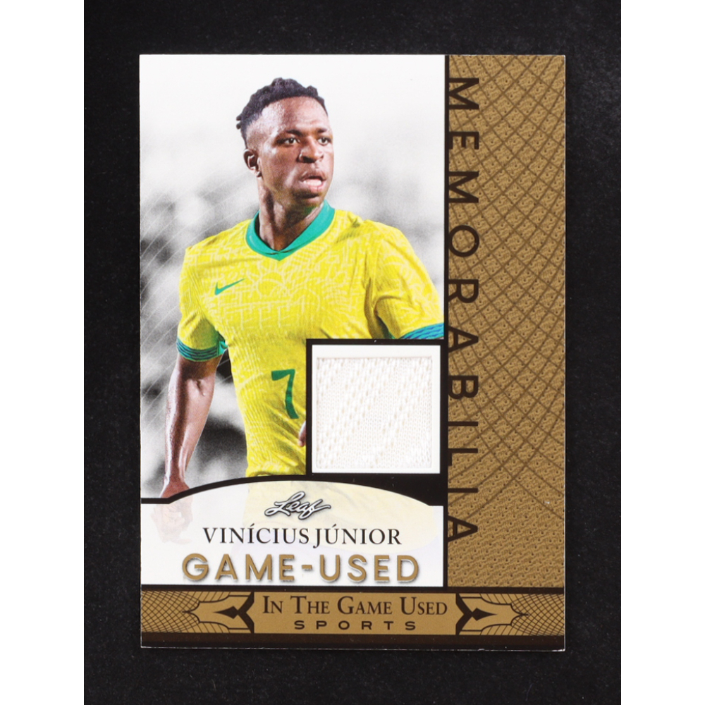 Vinicius Jr. 2024 Leaf ITG Used Sports Game Used Memorabilia Gold #GUM144 at PristineAuction.com Vinicius Jr. 2024 Leaf ITG Used Sports Game Used Memorabilia Gold #GUM144 at PristineAuction.com
