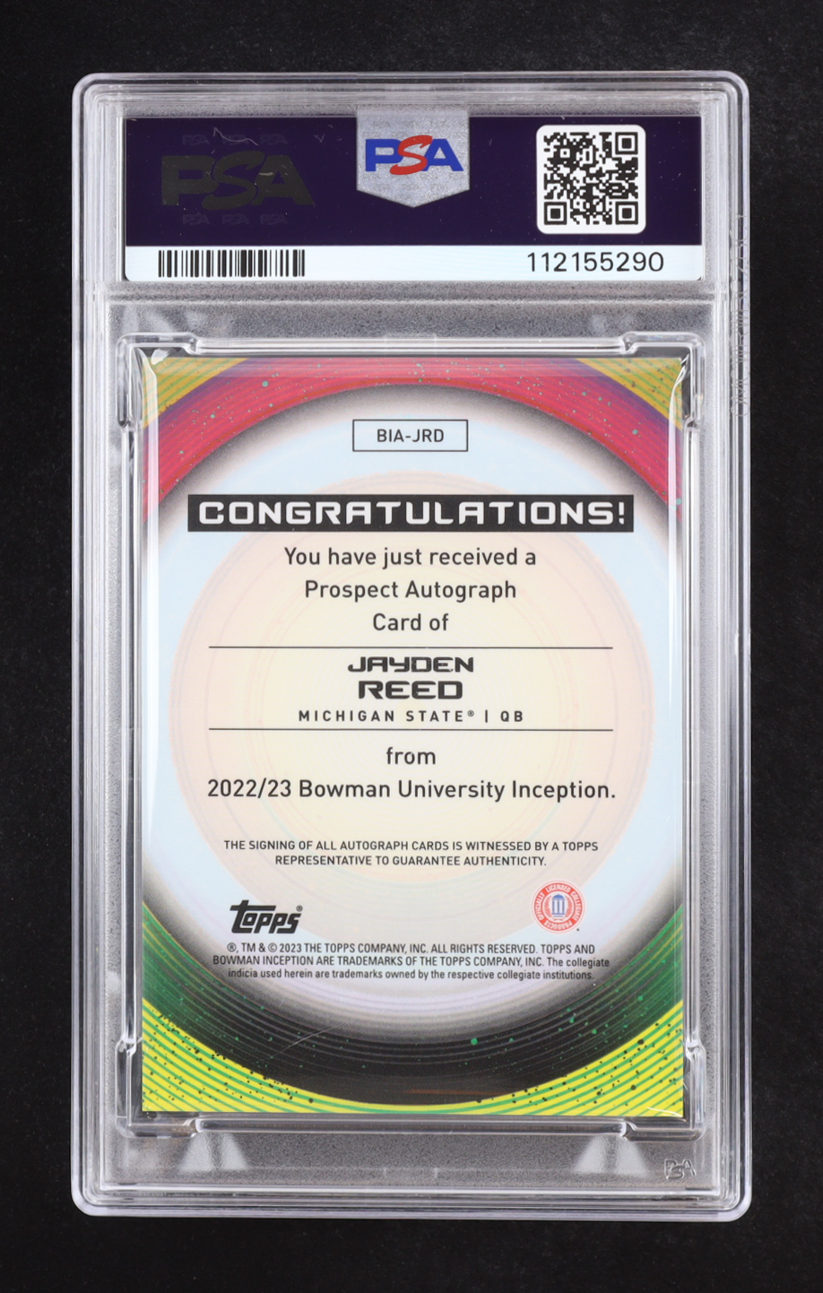 Jayden Reed 2022-23 Bowman Inception University Autographs #BIAJRD RC (PSA 10) at PristineAuction.com Jayden Reed 2022-23 Bowman Inception University Autographs #BIAJRD RC (PSA 10) at PristineAuction.com