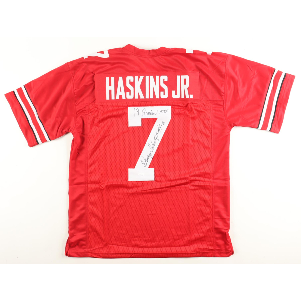 Dwayne Haskins Jr. Signed Jersey Inscribed "19 Rose Bowl MVP" (JSA) at PristineAuction.com