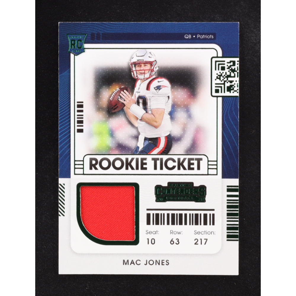 Mac Jones 2021 Panini Contenders Rookie Ticket Swatches #9 RC at PristineAuction.com