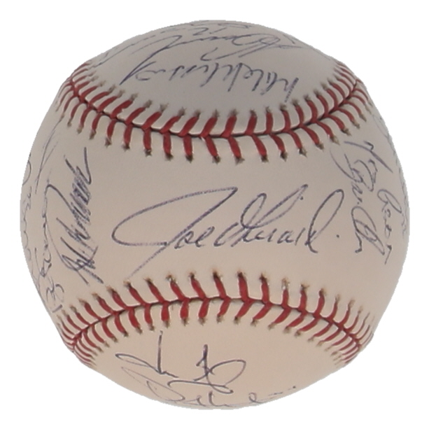2008 Yankees Stadium Commemorative OML Baseball Team-Signed by (23) with Mariano Rivera, Mike Mussina, Derek Jeter, Alex Rodriguez (JSA) at PristineAuction.com 2008 Yankees Stadium Commemorative OML Baseball Team-Signed by (23) with Mariano Rivera, Mike Mussina, Derek Jeter, Alex Rodriguez (JSA) at PristineAuction.com