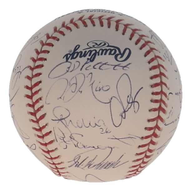 2008 Yankees Stadium Commemorative OML Baseball Team-Signed by (23) with Mariano Rivera, Mike Mussina, Derek Jeter, Alex Rodriguez (JSA) at PristineAuction.com 2008 Yankees Stadium Commemorative OML Baseball Team-Signed by (23) with Mariano Rivera, Mike Mussina, Derek Jeter, Alex Rodriguez (JSA) at PristineAuction.com