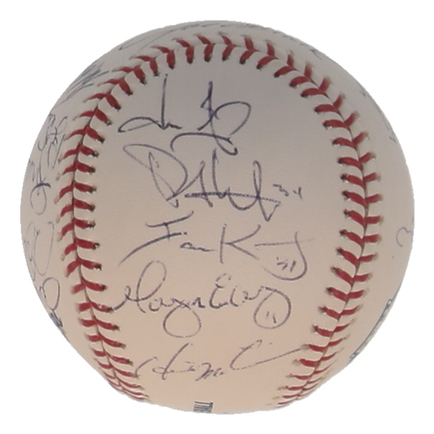 2008 Yankees Stadium Commemorative OML Baseball Team-Signed by (23) with Mariano Rivera, Mike Mussina, Derek Jeter, Alex Rodriguez (JSA) at PristineAuction.com 2008 Yankees Stadium Commemorative OML Baseball Team-Signed by (23) with Mariano Rivera, Mike Mussina, Derek Jeter, Alex Rodriguez (JSA) at PristineAuction.com