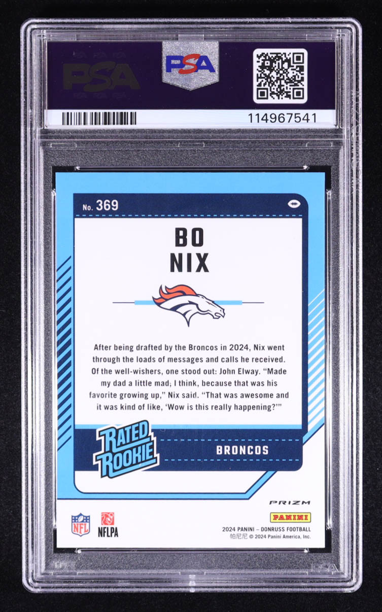 Bo Nix 2024 Panini Donruss Optic Preview Red Wave RR #369 RC (PSA 9) at PristineAuction.com Bo Nix 2024 Panini Donruss Optic Preview Red Wave RR #369 RC (PSA 9) at PristineAuction.com