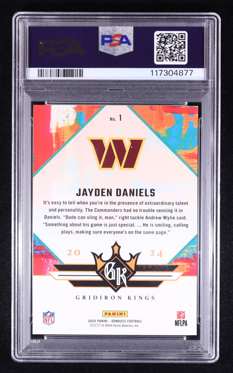 Jayden Daniels 2024 Panini Donruss Gridiron Kings RR #1 RC (PSA 10) at PristineAuction.com Jayden Daniels 2024 Panini Donruss Gridiron Kings RR #1 RC (PSA 10) at PristineAuction.com