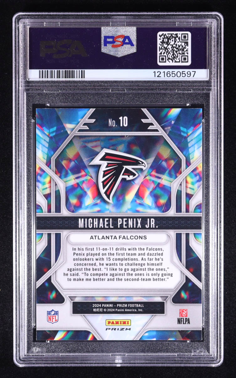 Michael Penix Jr. 2024 Panini Prizmatic Green Prizm #10 RC (PSA 9) at PristineAuction.com Michael Penix Jr. 2024 Panini Prizmatic Green Prizm #10 RC (PSA 9) at PristineAuction.com