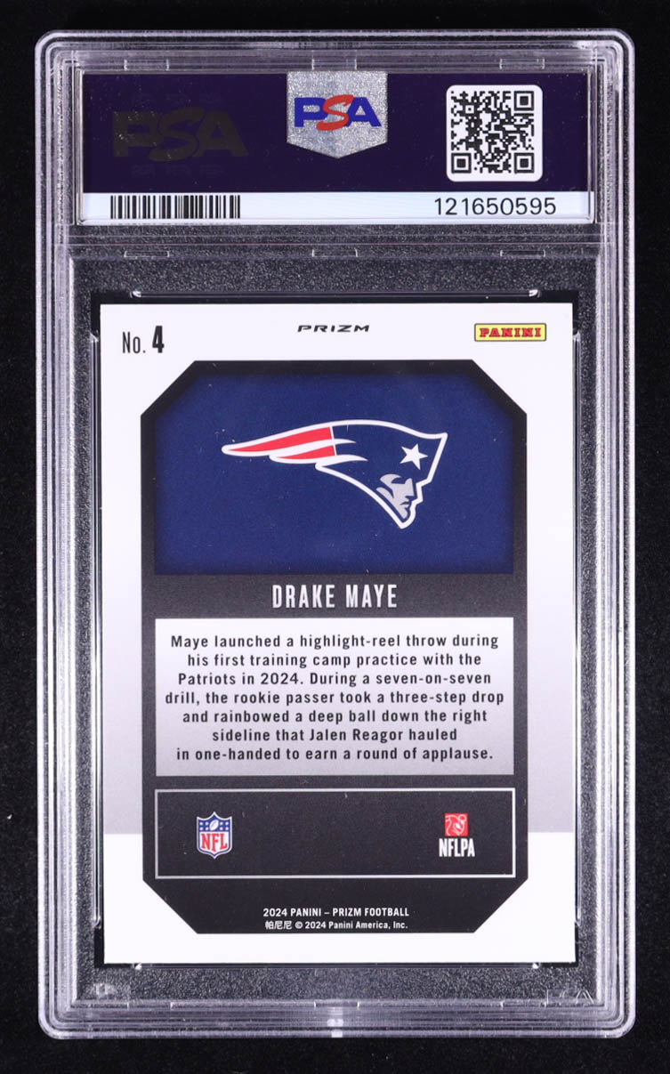Drake Maye 2024 Panini Emergent Green Prizm #4 RC (PSA 9) at PristineAuction.com Drake Maye 2024 Panini Emergent Green Prizm #4 RC (PSA 9) at PristineAuction.com