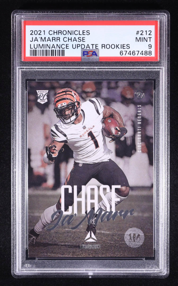 Ja'Marr Chase 2021 Panini Chronicles Luminance Update Rookies #212 RC (PSA 9)