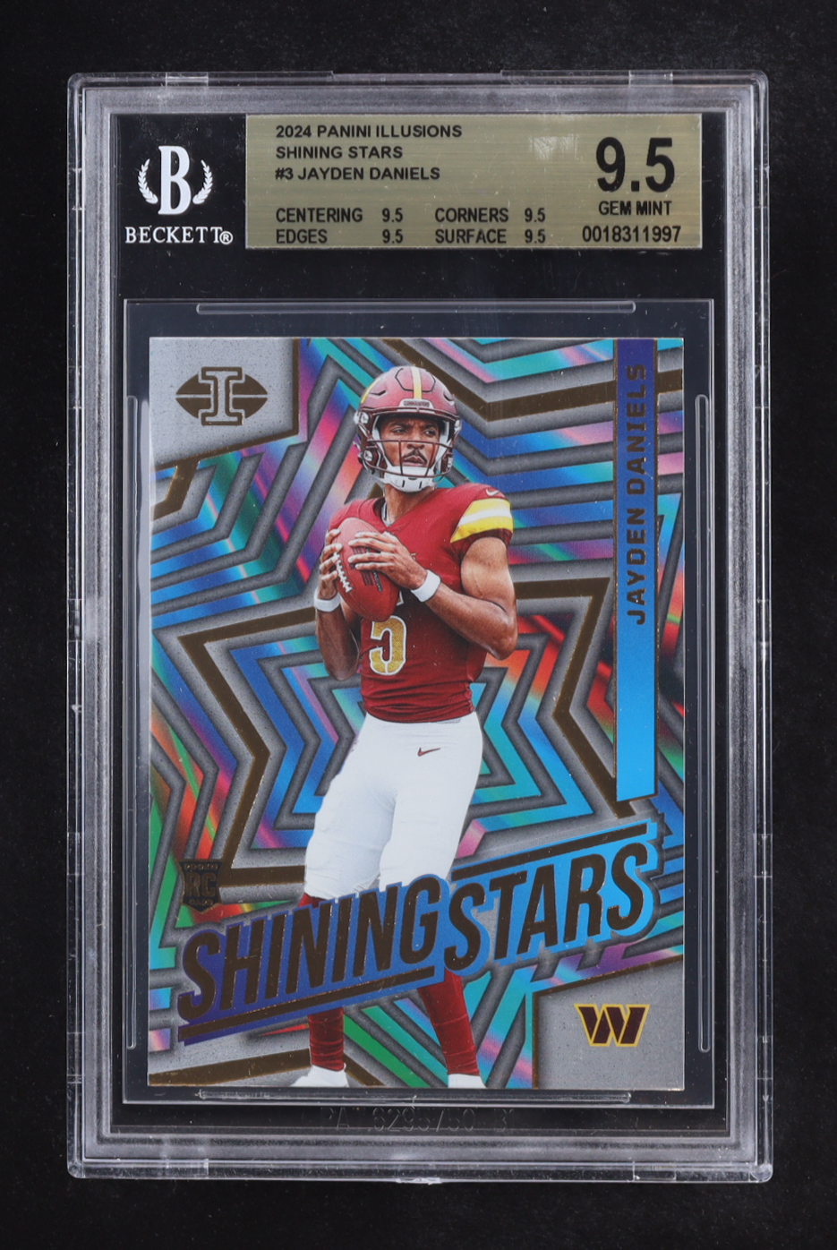 Jayden Daniels 2024 Panini Illusions Shining Stars #3 RC (BGS 9.5) at PristineAuction.com Jayden Daniels 2024 Panini Illusions Shining Stars #3 RC (BGS 9.5) at PristineAuction.com