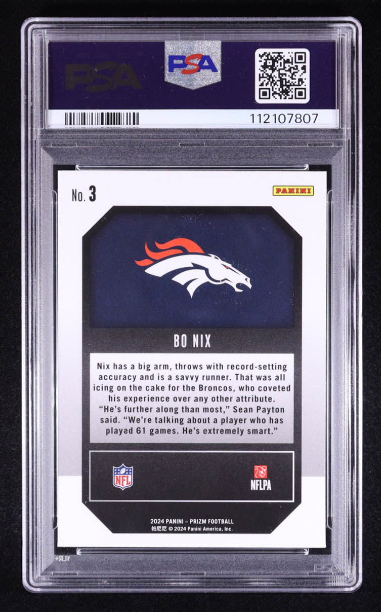Bo Nix 2024 Panini Prizm Emergent #3 RC (PSA 9) at PristineAuction.com Bo Nix 2024 Panini Prizm Emergent #3 RC (PSA 9) at PristineAuction.com