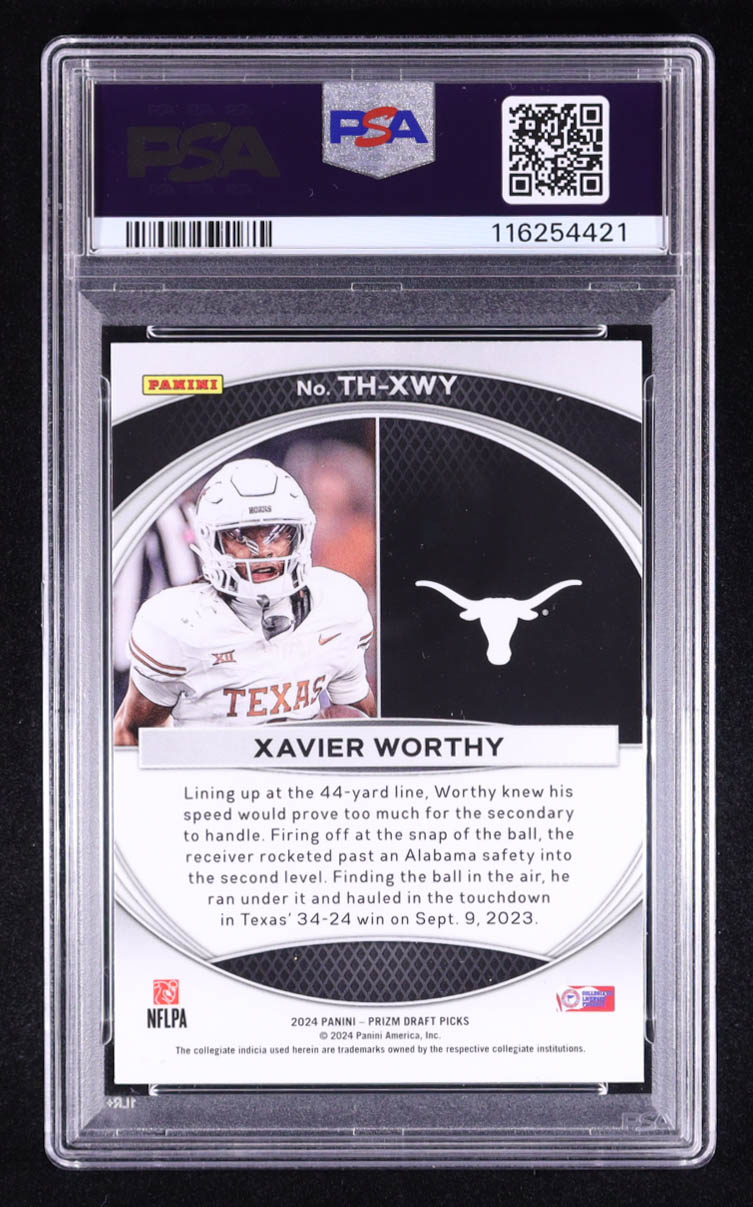 Xavier Worthy 2024 Panini Prizm Draft Picks Trophy Hunting #THXWY RC (PSA 10) at PristineAuction.com Xavier Worthy 2024 Panini Prizm Draft Picks Trophy Hunting #THXWY RC (PSA 10) at PristineAuction.com