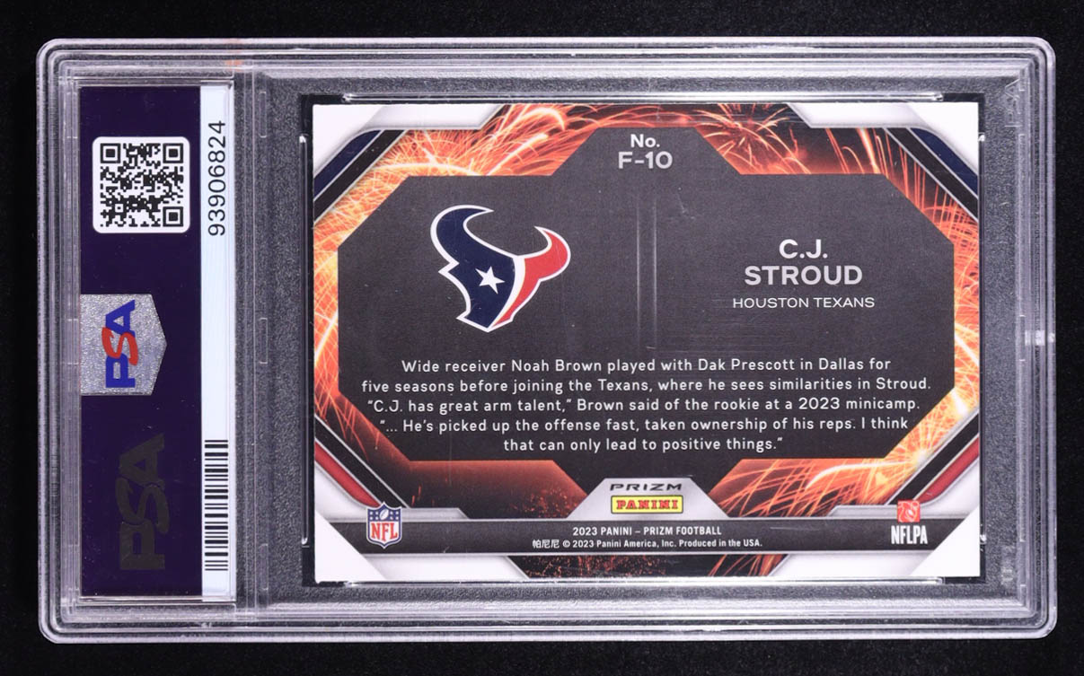 CJ Stroud 2023 Panini Fireworks Green Prizm #F10 RC (PSA 10) at PristineAuction.com CJ Stroud 2023 Panini Fireworks Green Prizm #F10 RC (PSA 10) at PristineAuction.com
