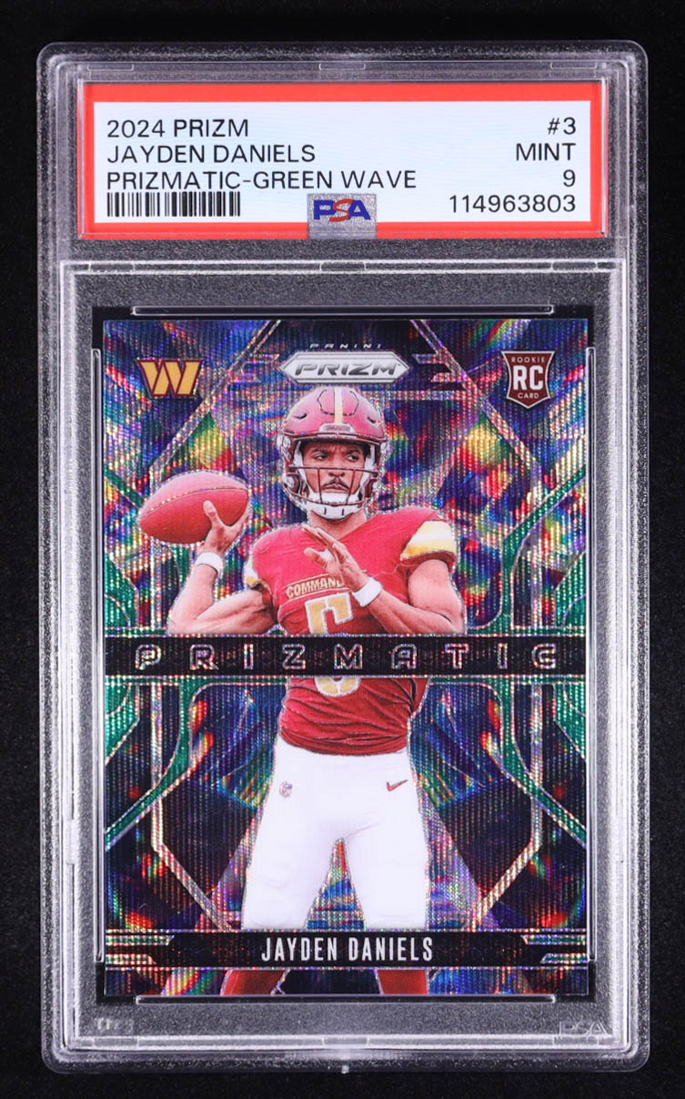 Jayden Daniels 2024 Panini Prizmatic Green Wave #3 RC (PSA 9) at PristineAuction.com Jayden Daniels 2024 Panini Prizmatic Green Wave #3 RC (PSA 9) at PristineAuction.com