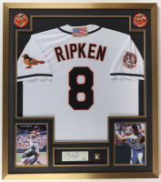 Cal Ripken Jr. Signed Custom Framed Cut Display with Jersey & Rookie Of The Year Pin (PSA) at PristineAuction.com