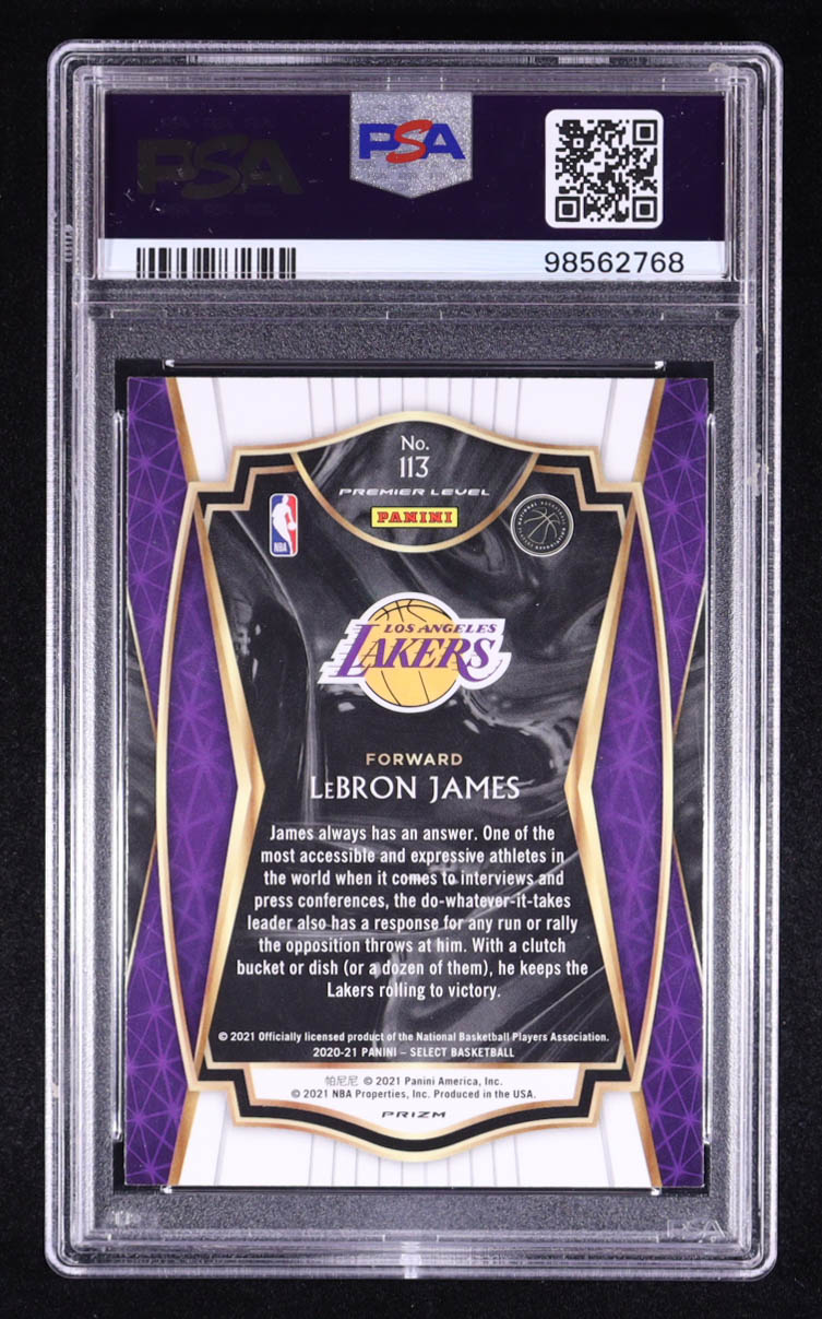 Lebron James 2020 Panini Select Red/White/Orange Flash #113 (PSA 9) at PristineAuction.com Lebron James 2020 Panini Select Red/White/Orange Flash #113 (PSA 9) at PristineAuction.com