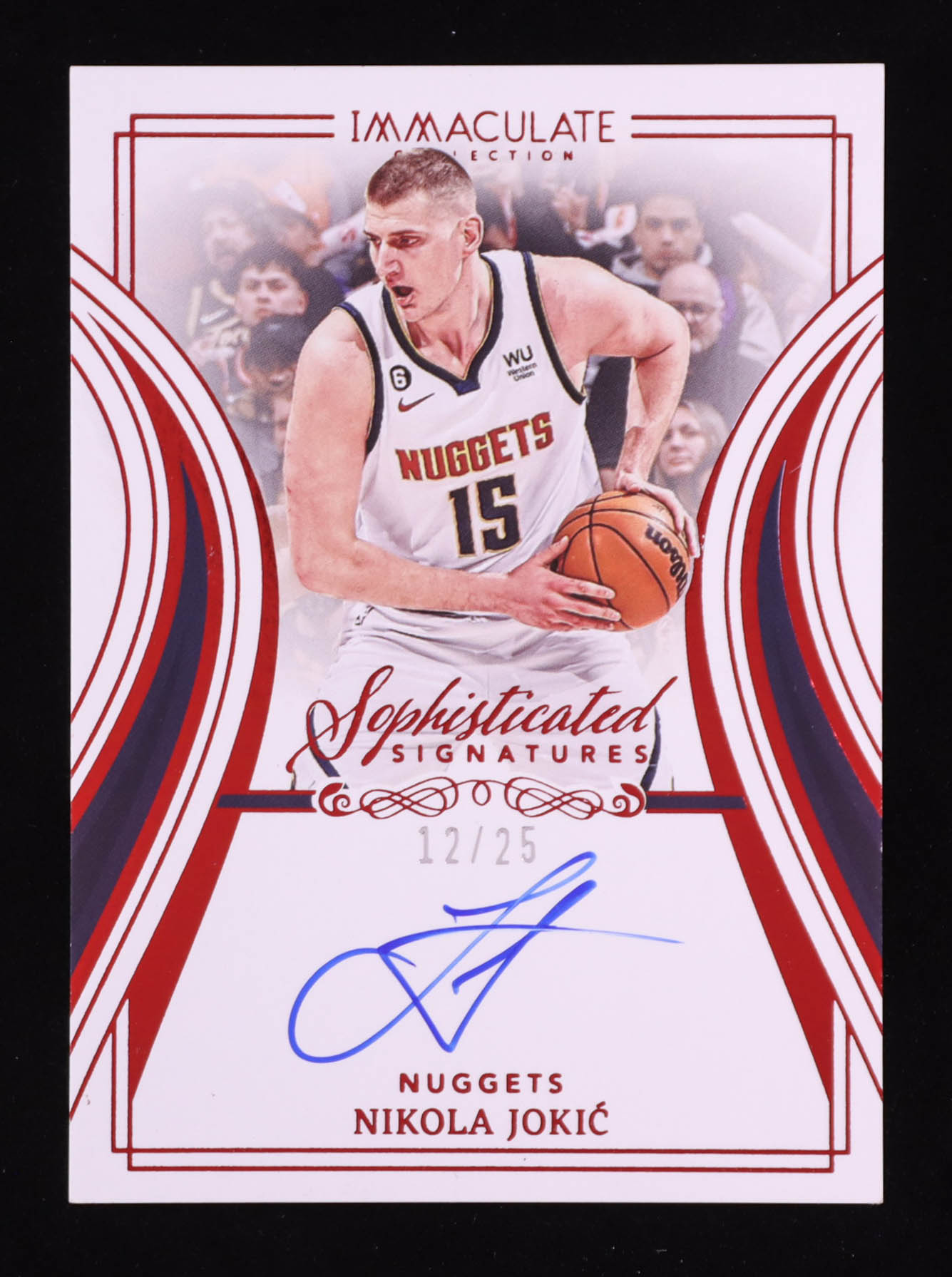 Nikola Jokic 2022-23 Immaculate Collection Sophisticated Signatures Red #1 #12/25 at PristineAuction.com Nikola Jokic 2022-23 Immaculate Collection Sophisticated Signatures Red #1 #12/25 at PristineAuction.com