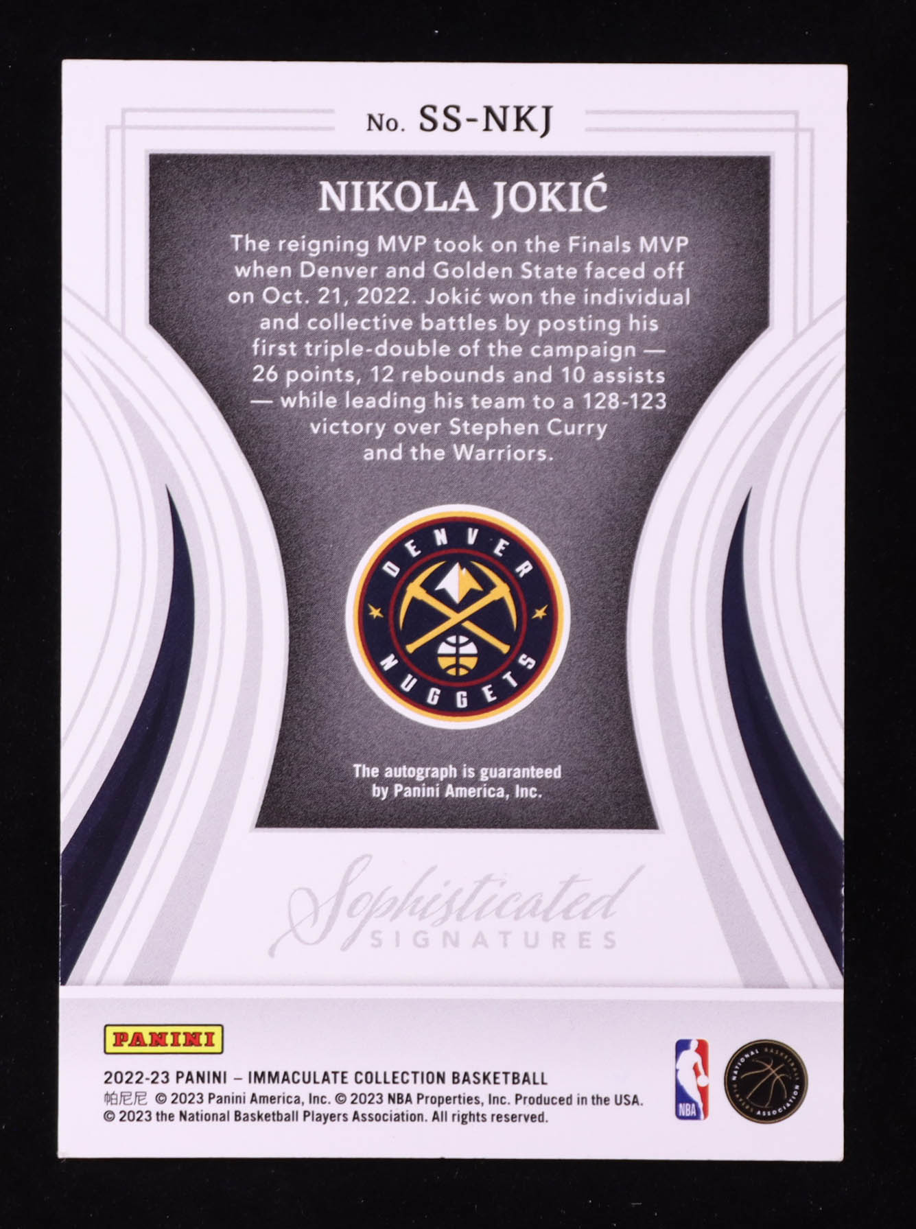 Nikola Jokic 2022-23 Immaculate Collection Sophisticated Signatures Red #1 #12/25 at PristineAuction.com Nikola Jokic 2022-23 Immaculate Collection Sophisticated Signatures Red #1 #12/25 at PristineAuction.com