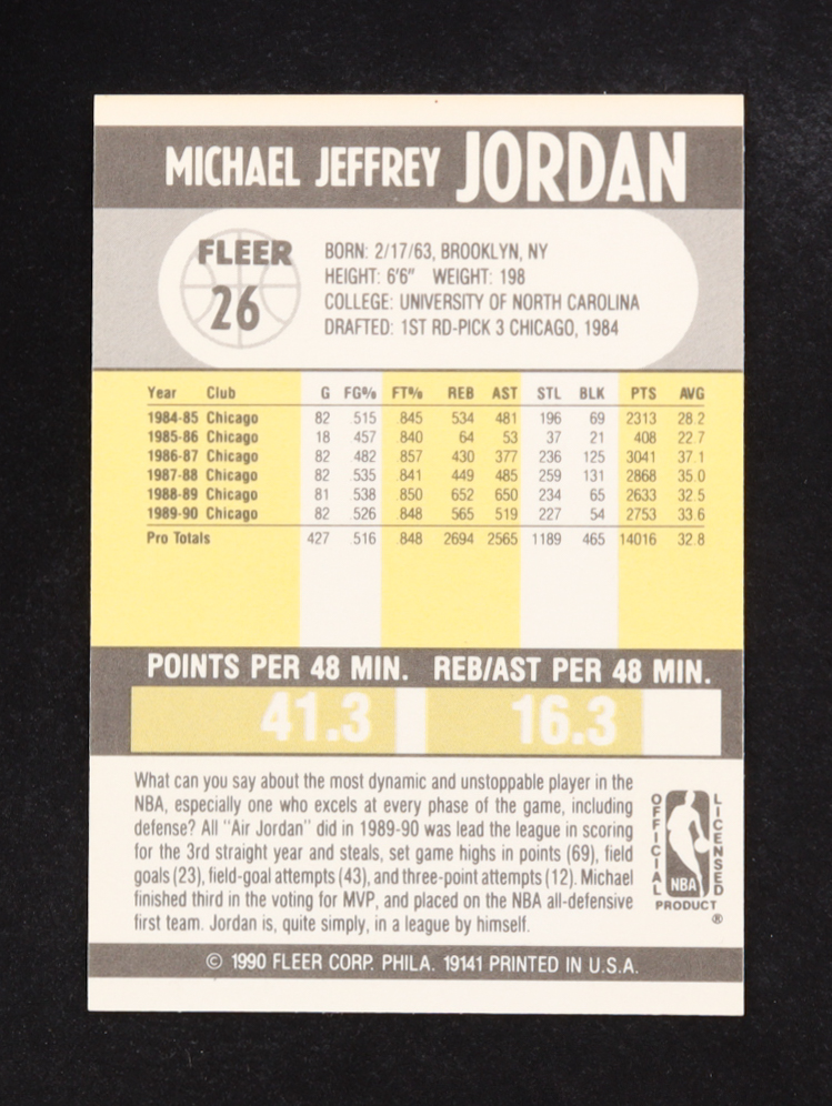 Michael Jordan Fleer 1990 #26 at PristineAuction.com Michael Jordan Fleer 1990 #26 at PristineAuction.com