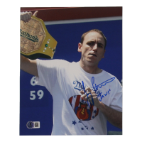 Joey Chestnut Signed 8x10 Photo Inscribed "Jaws" (Beckett) at PristineAuction.com