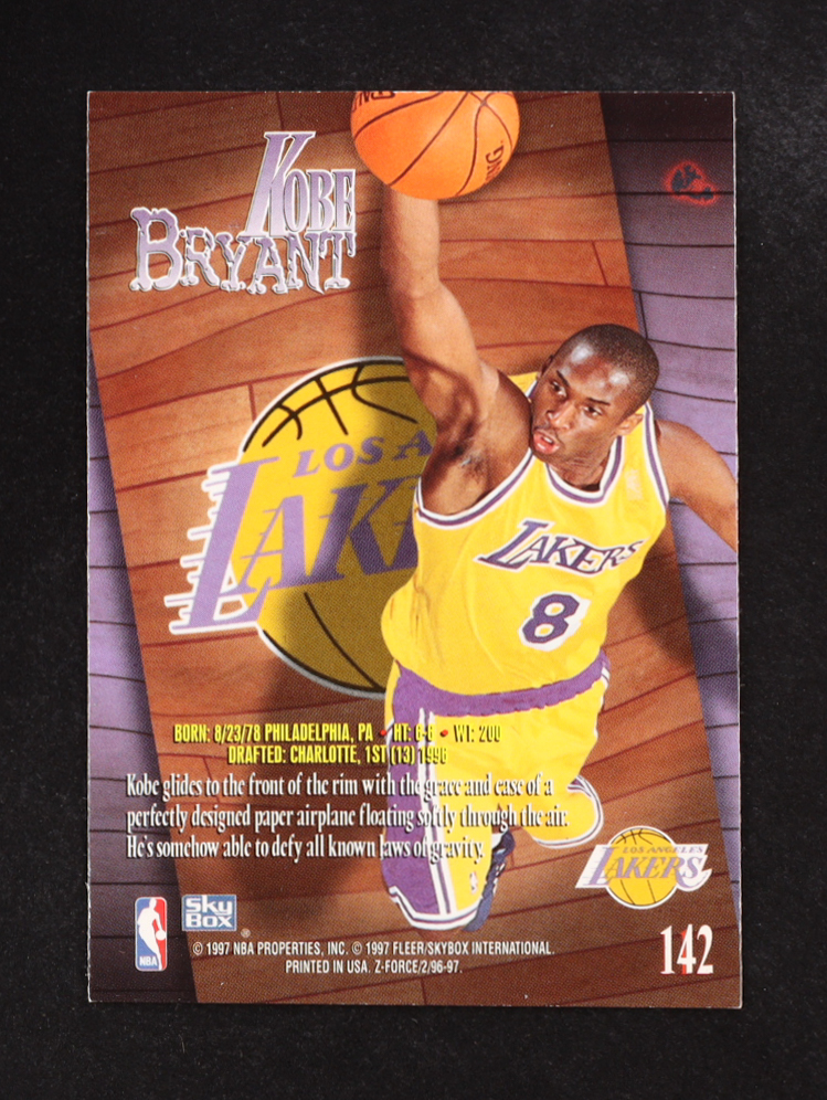Kobe Bryant 1996-97 Fleer Skybox Z Force #142 RC at PristineAuction.com Kobe Bryant 1996-97 Fleer Skybox Z Force #142 RC at PristineAuction.com