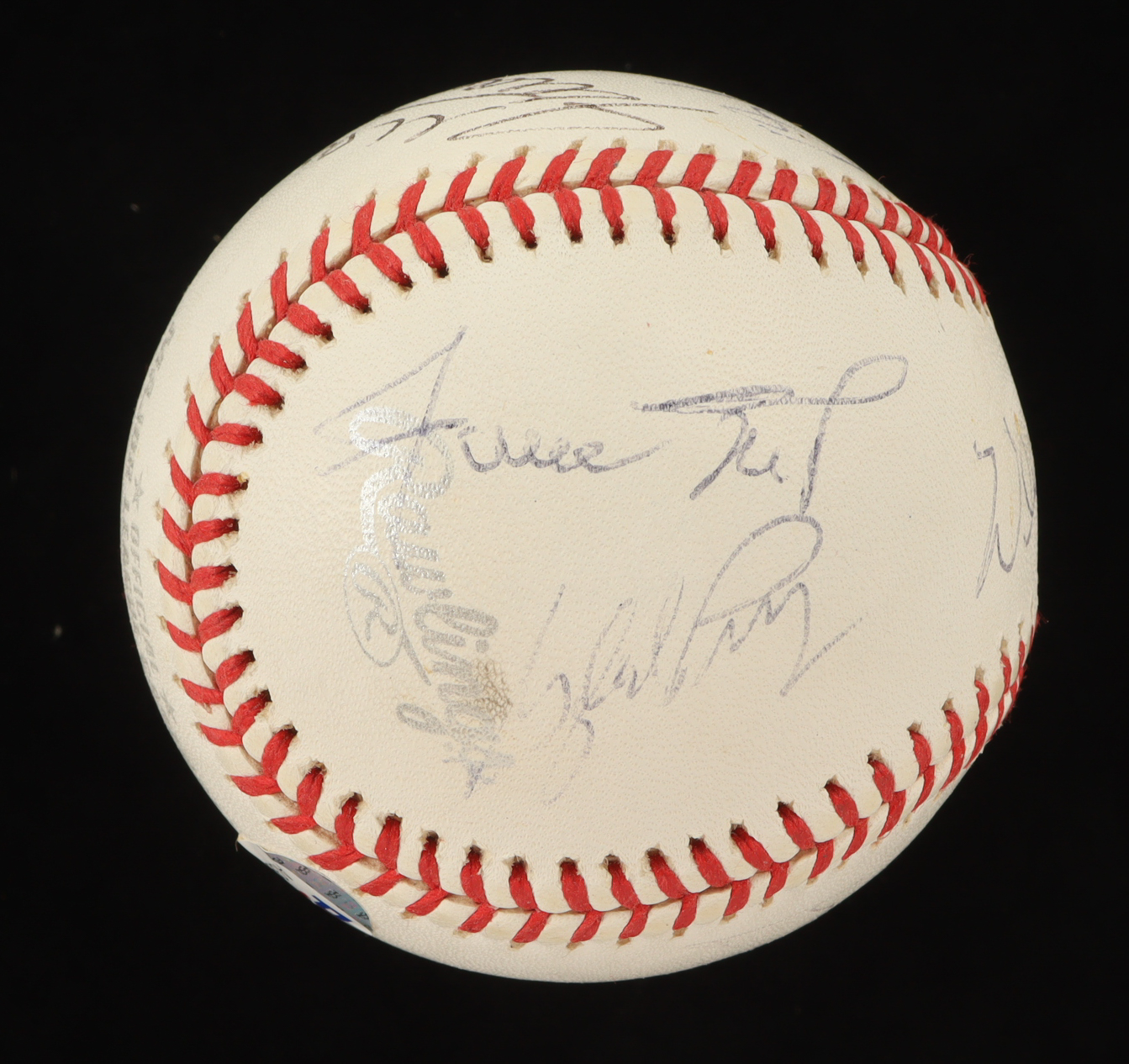 OML Signature HOF Logo Baseball Signed by (5) with Willie Mays, Orlando Cepeda, Juan Marichal, Willie McCovey (PSA) at PristineAuction.com OML Signature HOF Logo Baseball Signed by (5) with Willie Mays, Orlando Cepeda, Juan Marichal, Willie McCovey (PSA) at PristineAuction.com