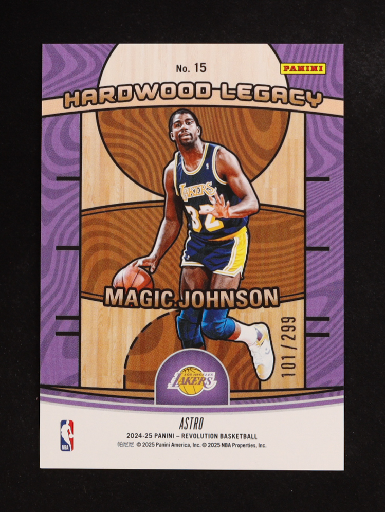 Magic Johnson 2024-25 Panini Revolution Hardwood Legacy #15 #101/299 at PristineAuction.com Magic Johnson 2024-25 Panini Revolution Hardwood Legacy #15 #101/299 at PristineAuction.com
