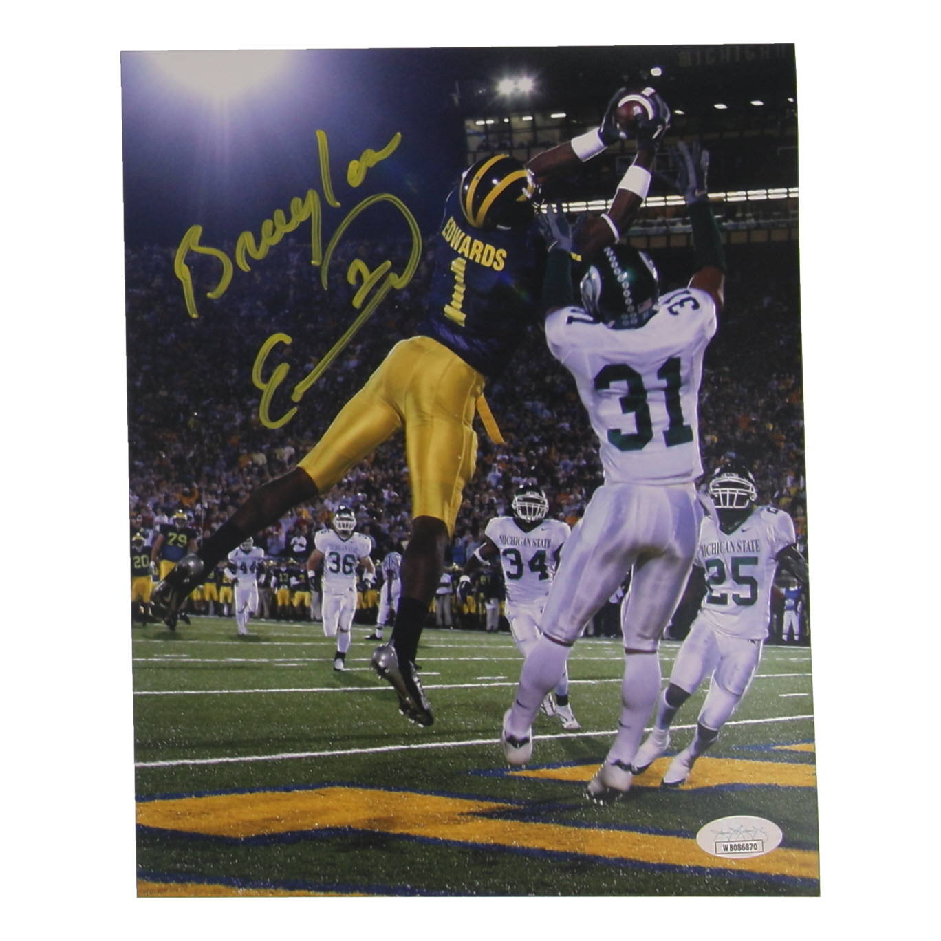 Braylon Edwards Signed Michigan Wolverines 8x10 Photo (JSA) at PristineAuction.com Braylon Edwards Signed Michigan Wolverines 8x10 Photo (JSA) at PristineAuction.com