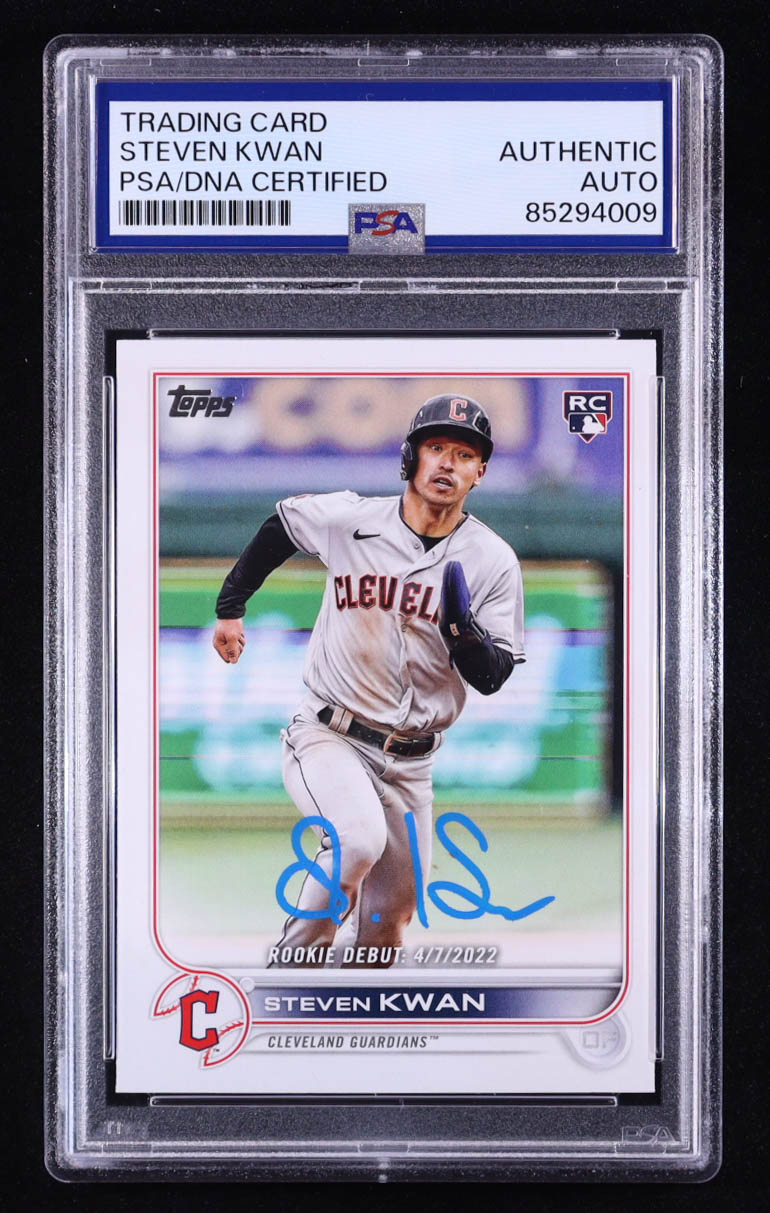 Steven Kwan Signed 2022 Topps Update #US54 RC (PSA) at PristineAuction.com Steven Kwan Signed 2022 Topps Update #US54 RC (PSA) at PristineAuction.com