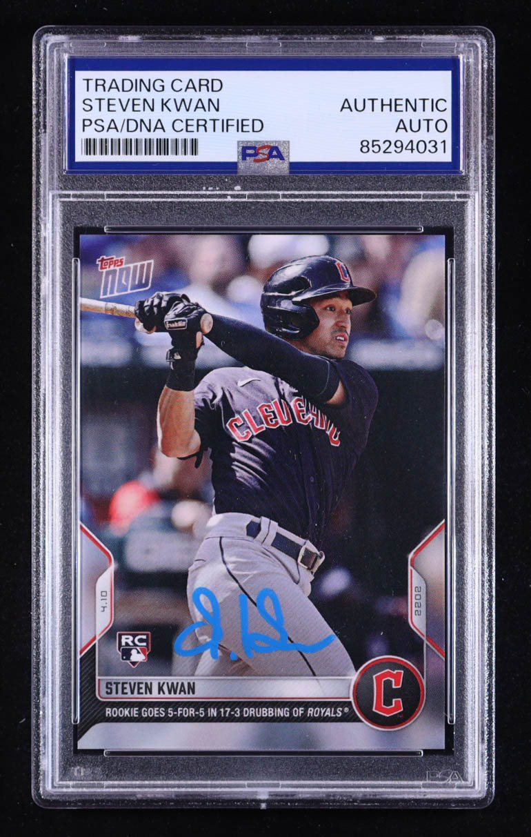 Steven Kwan Signed 2022 Topps Now #27 RC (PSA) at PristineAuction.com Steven Kwan Signed 2022 Topps Now #27 RC (PSA) at PristineAuction.com