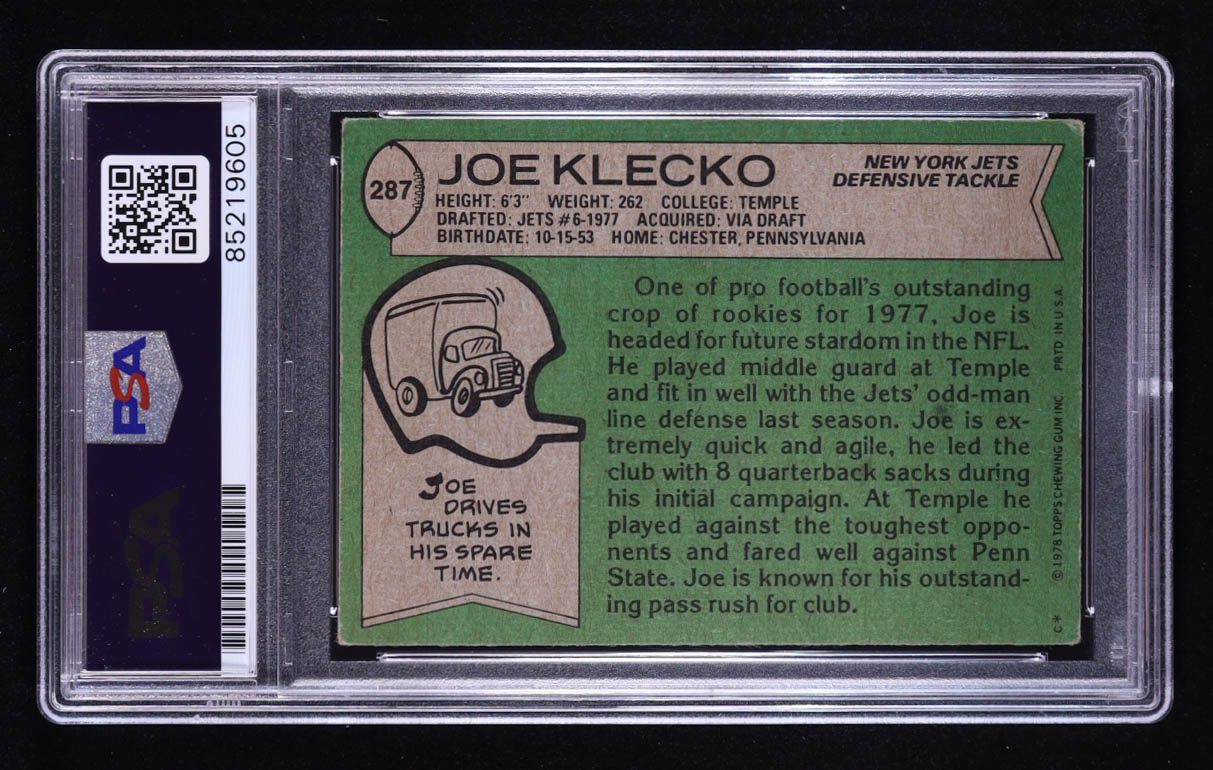 Joe Klecko Signed 1978 Topps #287 RC Inscribed "HOF 23" (PSA) at PristineAuction.com Joe Klecko Signed 1978 Topps #287 RC Inscribed "HOF 23" (PSA) at PristineAuction.com
