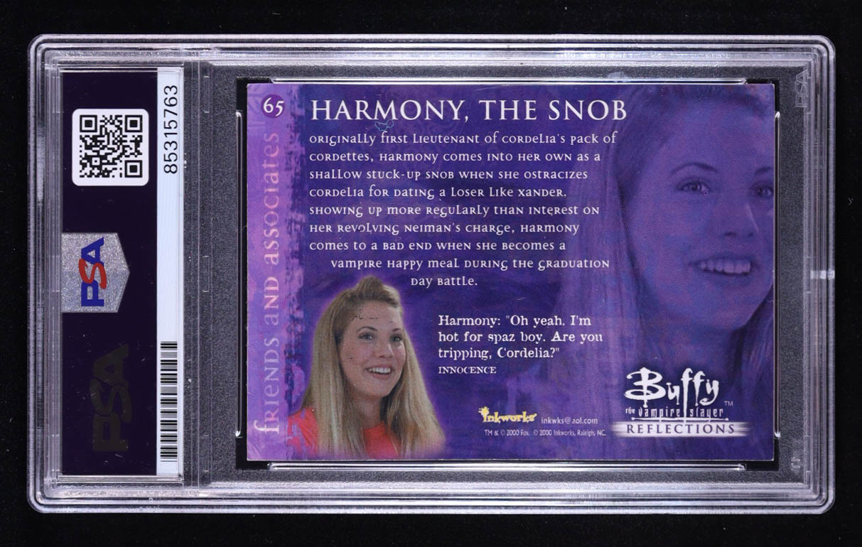 Mercedes McNab Signed Harmony, The Snob 2000 Inkworks Buffy the Vampire Slayer Reflections #65 (PSA) at PristineAuction.com Mercedes McNab Signed Harmony, The Snob 2000 Inkworks Buffy the Vampire Slayer Reflections #65 (PSA) at PristineAuction.com