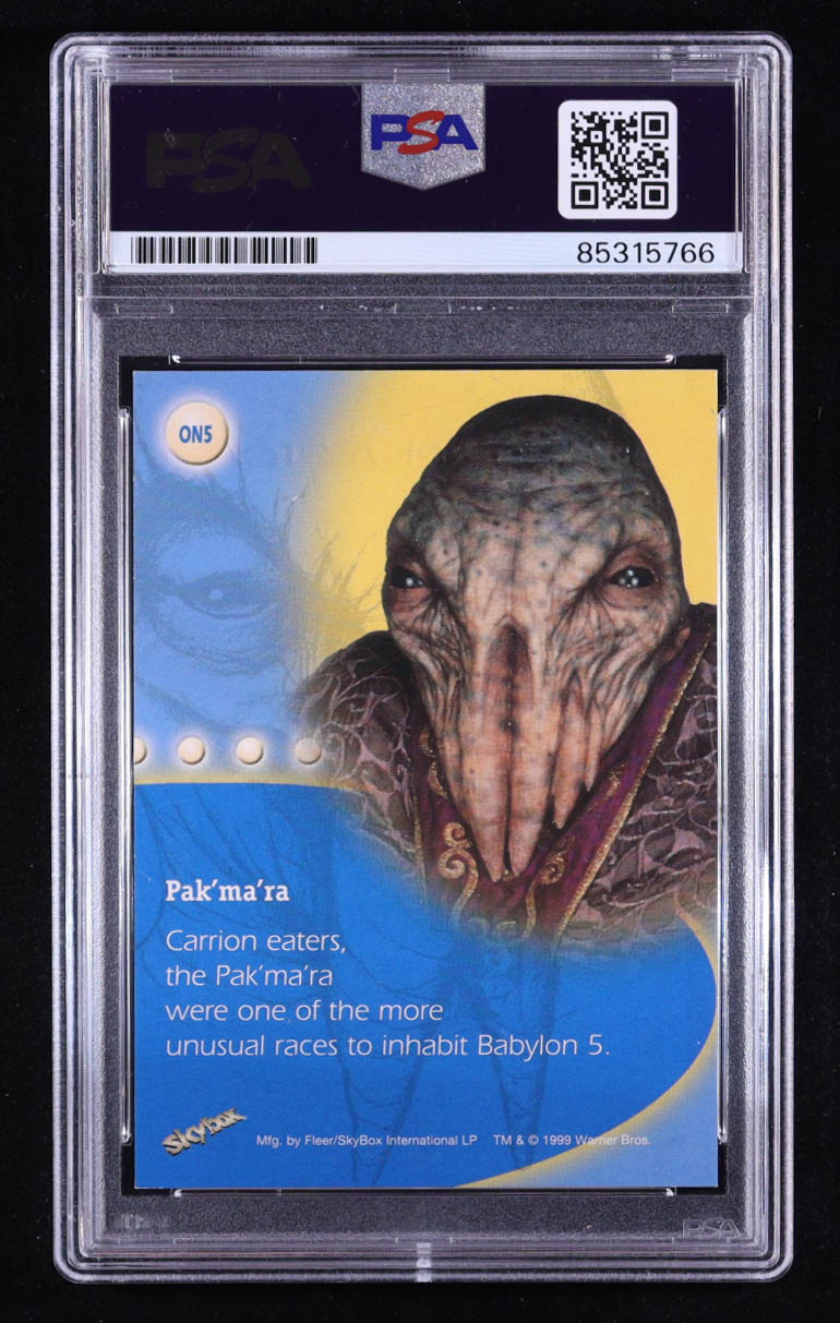 Stephen Austin-Skordiles Signed Pak'ma'ra 1999 SkyBox Babylon 5 Profiles Optic Nerve #ON5 (PSA) at PristineAuction.com Stephen Austin-Skordiles Signed Pak'ma'ra 1999 SkyBox Babylon 5 Profiles Optic Nerve #ON5 (PSA) at PristineAuction.com