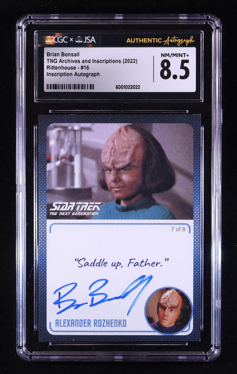 Brian Bonsall Signed Alexander Rozhenko 2022 Rittenhouse Star Trek The Next Generation Archives and Inscriptions #16 (CGC / JSA 8.5) at PristineAuction.com Brian Bonsall Signed Alexander Rozhenko 2022 Rittenhouse Star Trek The Next Generation Archives and Inscriptions #16 (CGC / JSA 8.5) at PristineAuction.com