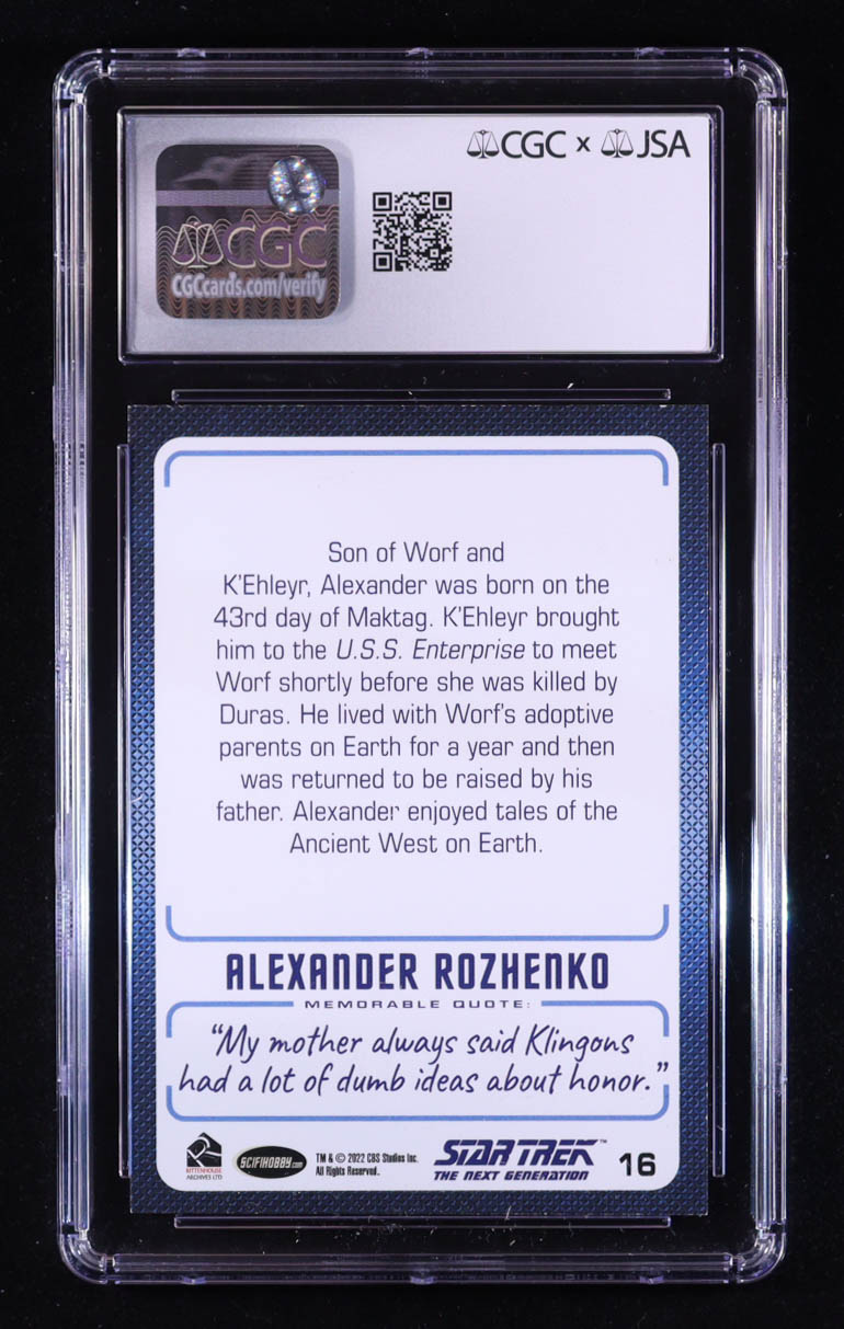Brian Bonsall Signed Alexander Rozhenko 2022 Rittenhouse Star Trek The Next Generation Archives and Inscriptions #16 (CGC / JSA 8.5) at PristineAuction.com Brian Bonsall Signed Alexander Rozhenko 2022 Rittenhouse Star Trek The Next Generation Archives and Inscriptions #16 (CGC / JSA 8.5) at PristineAuction.com