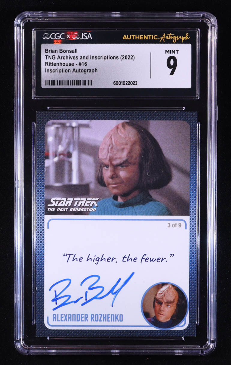 Brian Bonsall Signed Alexander Rozhenko 2022 Rittenhouse Star Trek The Next Generation Archives and Inscriptions #16 (CGC / JSA 9) at PristineAuction.com Brian Bonsall Signed Alexander Rozhenko 2022 Rittenhouse Star Trek The Next Generation Archives and Inscriptions #16 (CGC / JSA 9) at PristineAuction.com