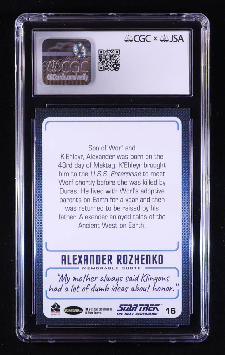 Brian Bonsall Signed Alexander Rozhenko 2022 Rittenhouse Star Trek The Next Generation Archives and Inscriptions #16 (CGC / JSA 9) at PristineAuction.com Brian Bonsall Signed Alexander Rozhenko 2022 Rittenhouse Star Trek The Next Generation Archives and Inscriptions #16 (CGC / JSA 9) at PristineAuction.com
