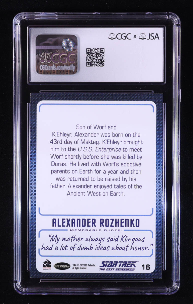 Brian Bonsall Signed Alexander Rozhenko 2022 Rittenhouse Star Trek The Next Generation Archives and Inscriptions #16 (CGC / JSA 8.5) at PristineAuction.com Brian Bonsall Signed Alexander Rozhenko 2022 Rittenhouse Star Trek The Next Generation Archives and Inscriptions #16 (CGC / JSA 8.5) at PristineAuction.com