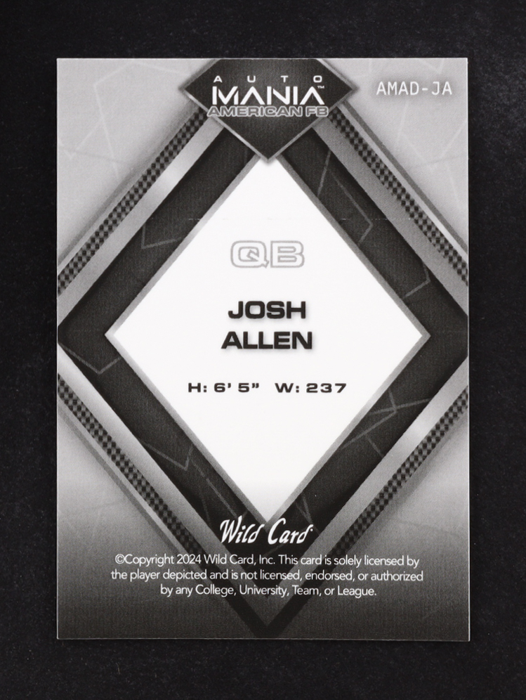 Josh Allen 2024 Wild Card Automania American FB #AMAD-JA #1/1 at PristineAuction.com Josh Allen 2024 Wild Card Automania American FB #AMAD-JA #1/1 at PristineAuction.com