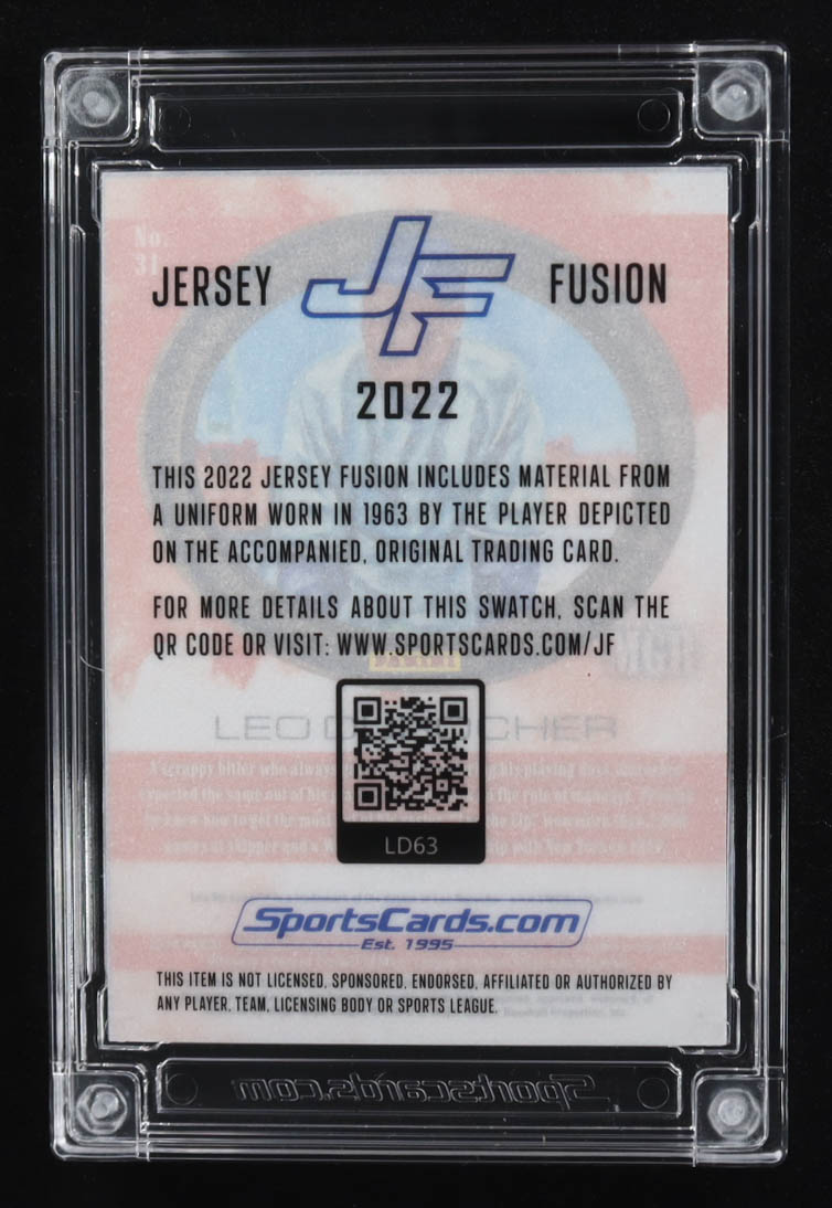 Leo Durocher 2022 Jersey Fusion Game-Used Swatch #LD63 at PristineAuction.com Leo Durocher 2022 Jersey Fusion Game-Used Swatch #LD63 at PristineAuction.com