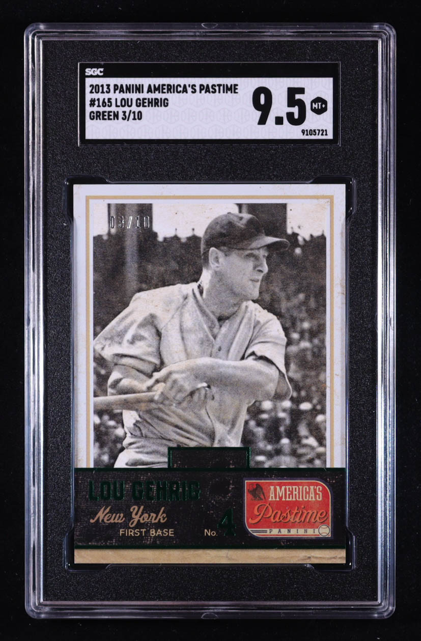 Lou Gehrig 2013 Panini America's Pastime Green #165 #03/10 (SGC 9.5) at PristineAuction.com Lou Gehrig 2013 Panini America's Pastime Green #165 #03/10 (SGC 9.5) at PristineAuction.com